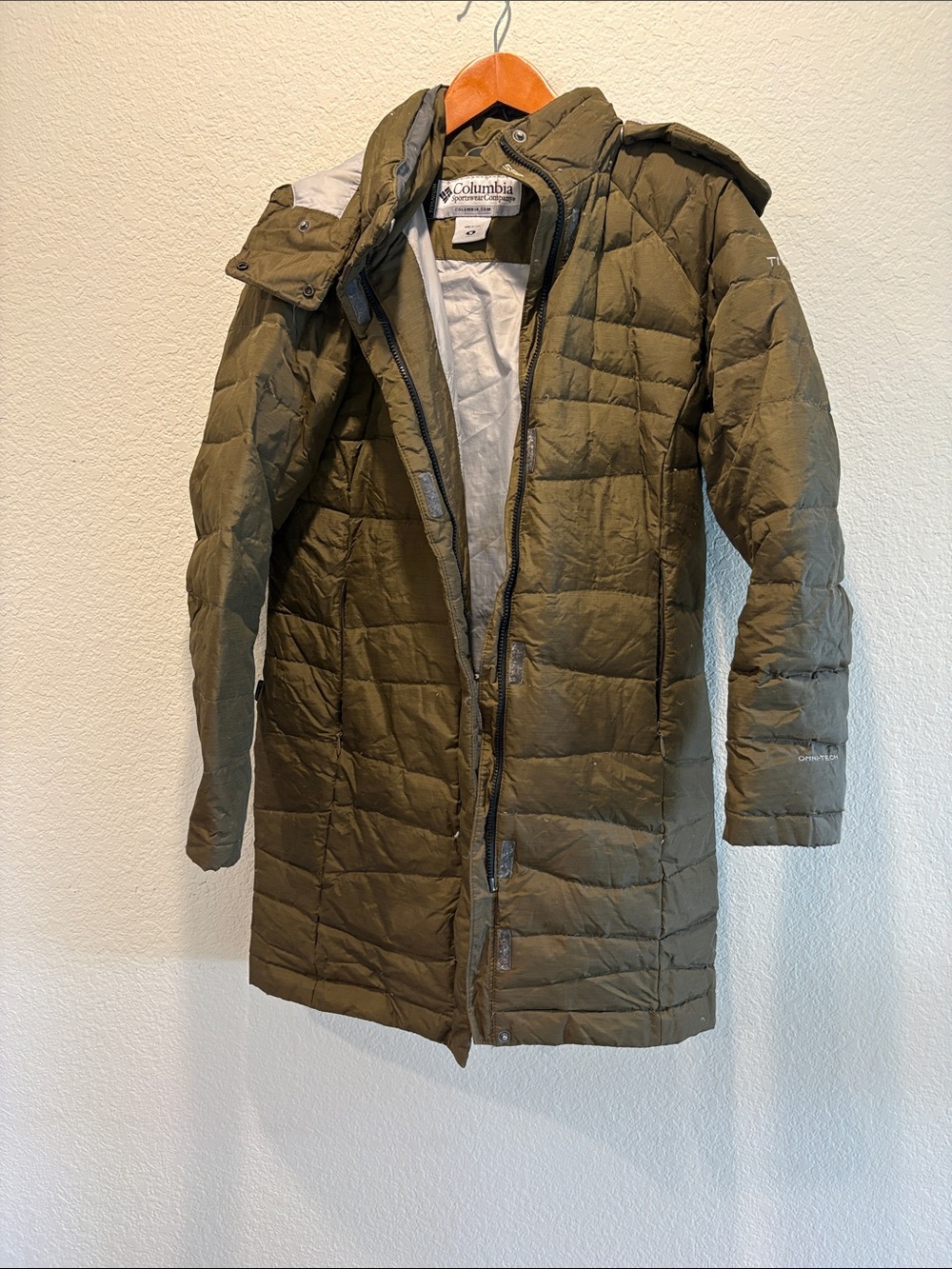 Columbia Olive Green Quilted Hooded Puffer Coat